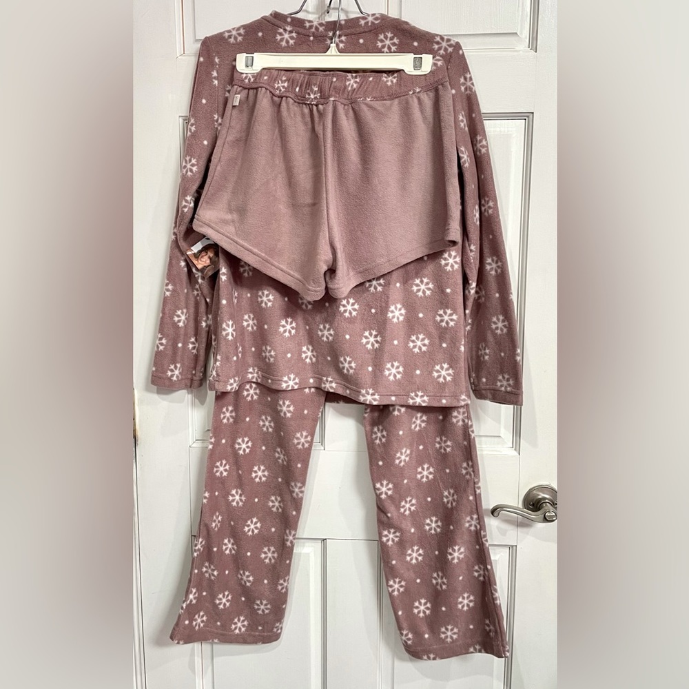 THALIA SODI 3piece fleece pajama set Snowflake size L NWOT - Picture 3 of 7